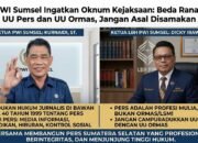 PWI Sumsel Soroti Penyamaan Wartawan dengan LSM, Tegaskan Perbedaan Ranah Hukum Pers dan Ormas